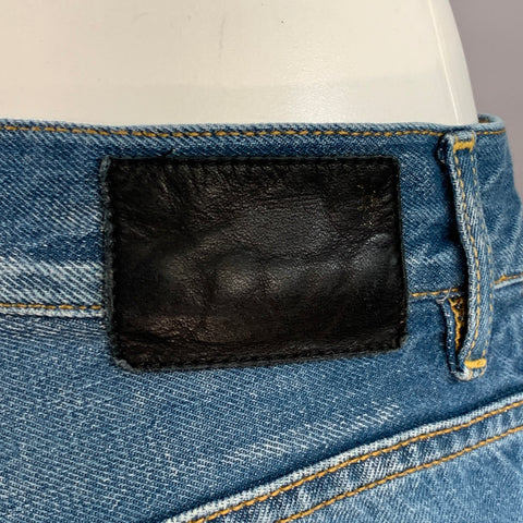 R13 Size 26 Relaxed Skinny Blue Selvedge Denim Twill Distressed Jeans