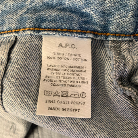 APC Size 2 Blue Denim Cotton Midi Skirt