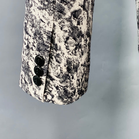 CORRIDOR Size 40 Black White Marbled Cotton Notch Lapel Sport Coat