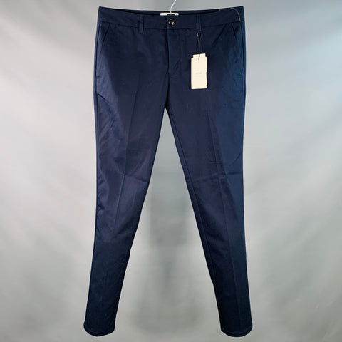 AMI by ALEXANDRE MATTIUSSI Size XL Navy Twill Cotton Flat Front Casual Pants
