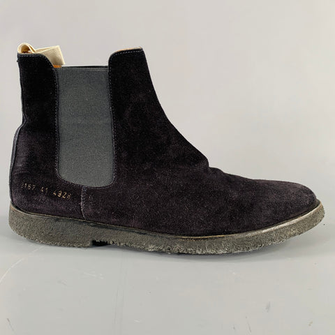 COMMON PROJECTS Size 8 Black Suede Chelsea Boots