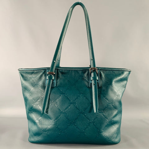 LONGCHAMP Green Embossed Tote Handbag