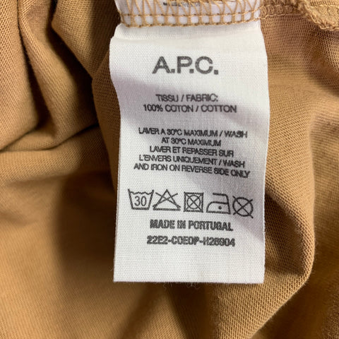 A.P.C. Size L Tan Cotton Crew Neck T-shirt