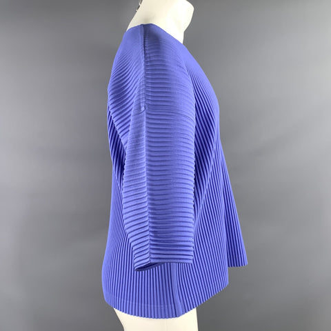 ISSEY MIYAKE Size M Blue Periwinkle Pleated Polyester Pull On Short Sleeve Shirt
