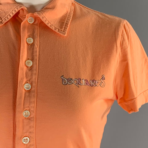 DSQUARED2 Size M Orange Cotton Polo Shirt