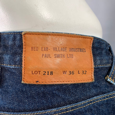 PAUL SMITH Size 36 Blue Contrast Stitch Cotton Straight Japanese Selvedge Jeans