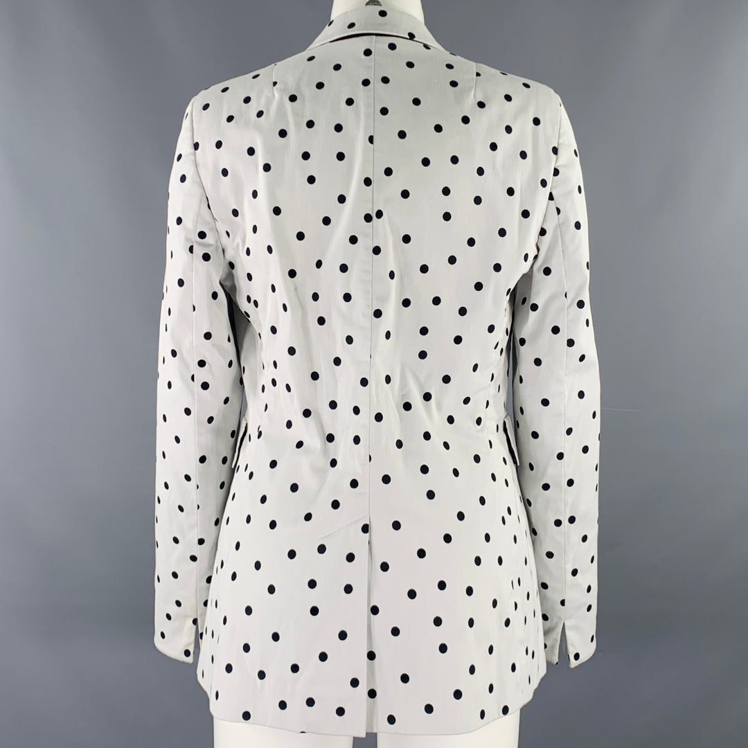 AKRIS Size 8 White Black Cotton Blend Polka Dot Blazer