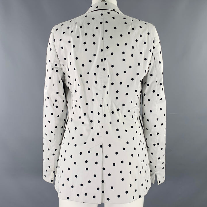AKRIS Size 8 White Black Cotton Blend Polka Dot Blazer