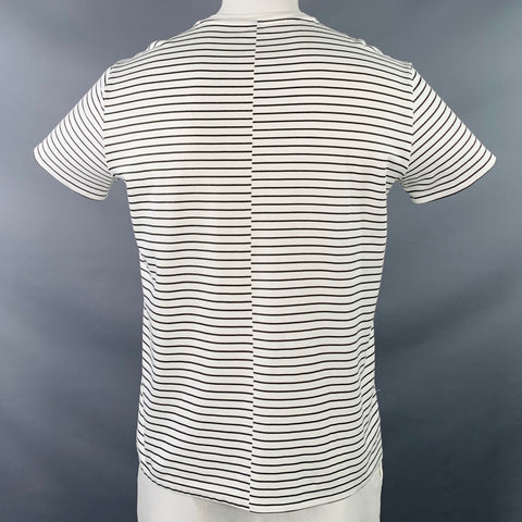 ARMANI JEANS Size XXL White Black Jersey Stripe Short Sleeve T-shirt