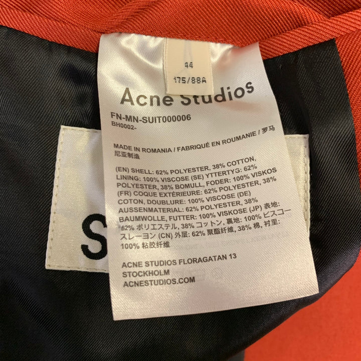 ACNE STUDIOS Size 34 Brick Polyester Cotton Twill Notch Lapel Wide Leg Suit