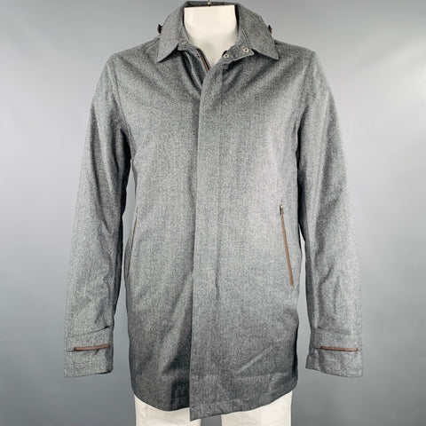 HERNO Size 46 Grey Wool Zip Snaps Coat