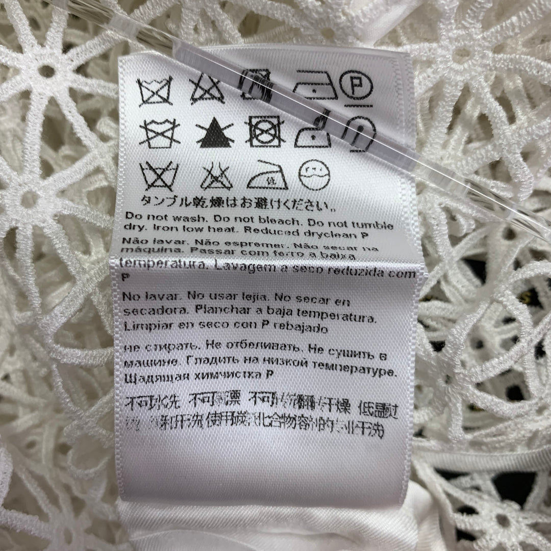 ESCADA Size XL White Cotton Blend Geometric Mesh Jacket Blazer