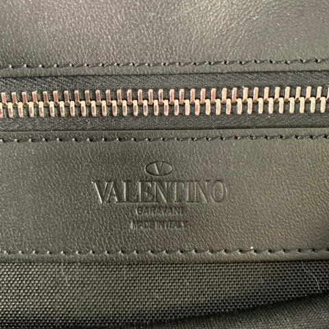 VALENTINO Black Multi Color Astronaut Print Canvas Sling Bag