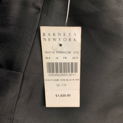 DRIES VAN NOTEN Taille 6 Haut de robe jacquard en laine mélangée noire à col rond