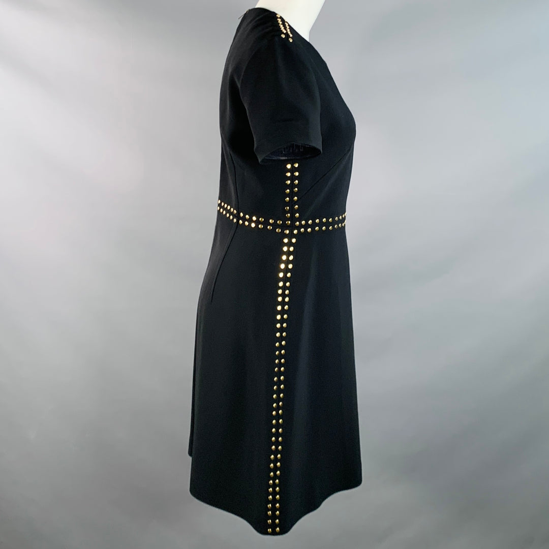 BURBERRY Size 6 Black Gold Viscose Blend Studded Shift Dress – Sui Generis  Designer Consignment