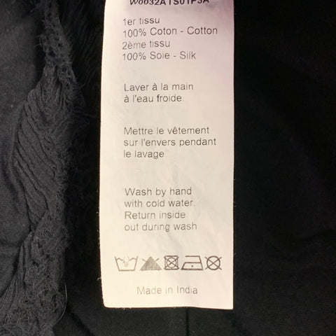 T-shirt LANVIN taille M en coton et soie noirs à bords francs