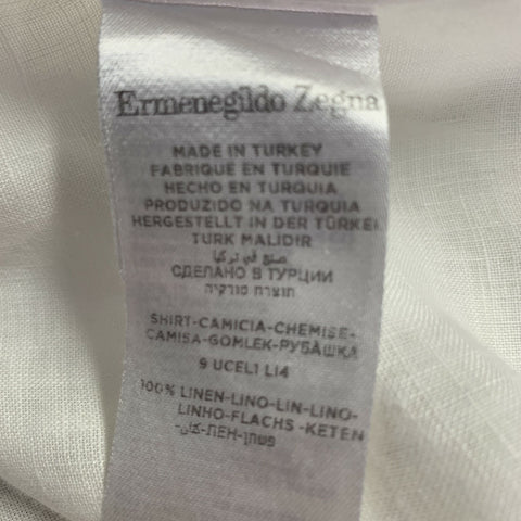 ERMENEGILDO ZEGNA Size XL White Linen Long Sleeve Shirt