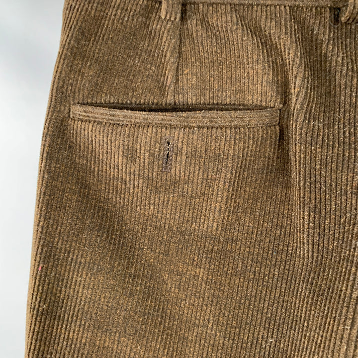 SAMUELSOHN Size 36 Brown Corduroy Merino Wool Pleated Zip Fly Casual Pants