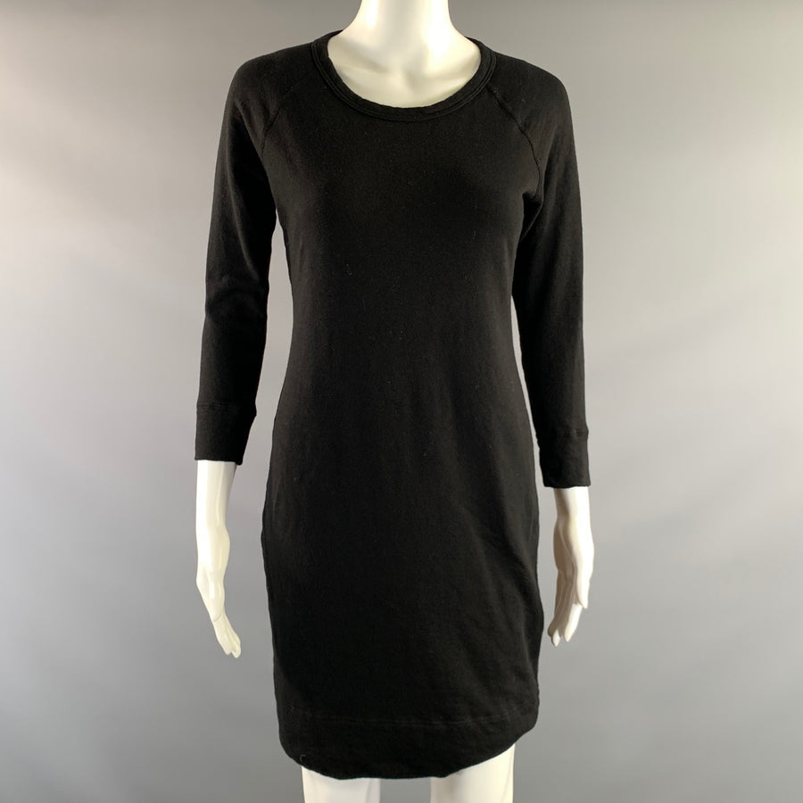 JAMES PERSE Size 1 Black Cotton Crew Neck Knee Length Dress