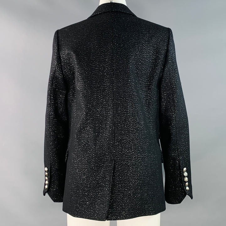 ZADIG & VOLTAIRE Size M Venus Sparkle Black Silver Wool Blend Peak Lapel Jacket Blazer