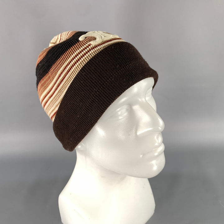 CELINE Size One Size Brown Tan Stripe Wool Hats