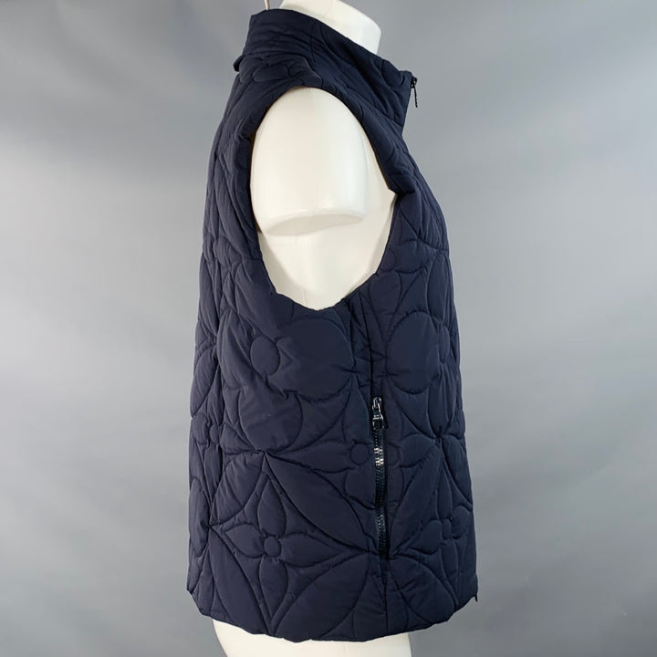 LOUIS VUITTON Size M Navy Quilted Polyamide Blend Logo Zip Up Vest