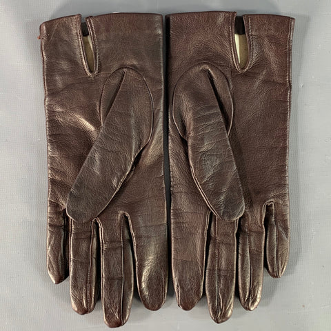 SERMONETA Size 6.5 Brown Leather Silk Lined Gloves