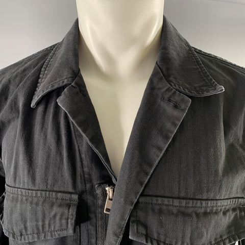 ALEX MILL Size M Black Herringbone Cotton Zip Up Jumpsuits & Overalls