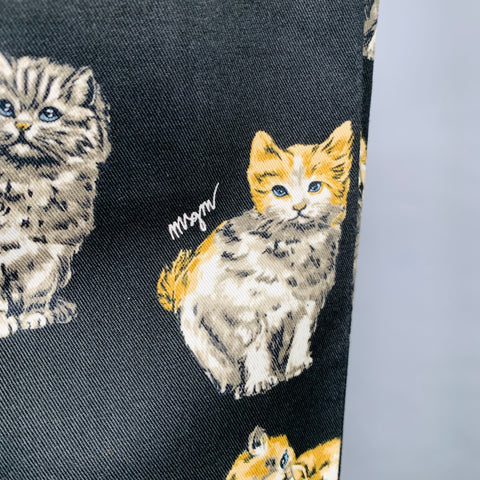 MSGM Size 4 Black Khaki White Cats Cotton Jean Cut Casual Pants