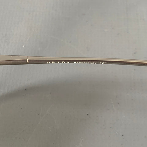 PRADA Lunettes de soleil verres miroirs en métal argenté et marron