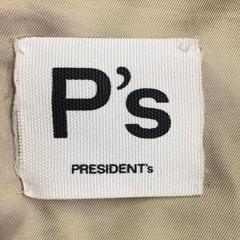 PRESIDENT's Size L Red Khaki Wool Blend Leather Snaps Varsity Jacket