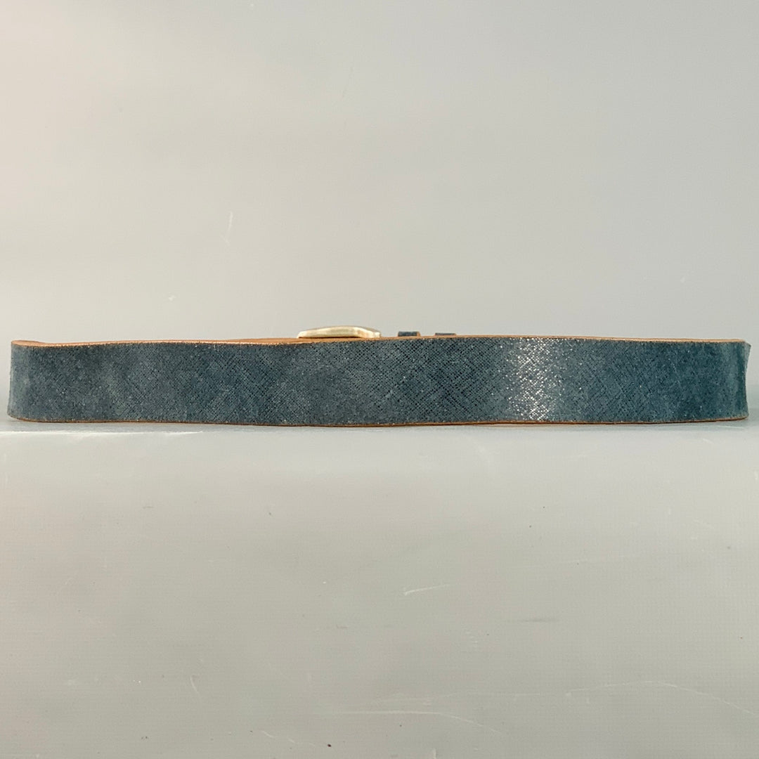 ALLEN EDMONDS Size 42 Blue Tan Textured Leather Belt
