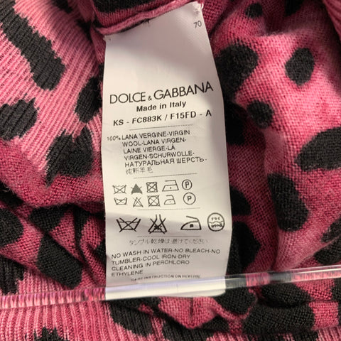 DOLCE & GABBANA Size 6 Black Purple Wool Animal Print Sleeveless Pullover