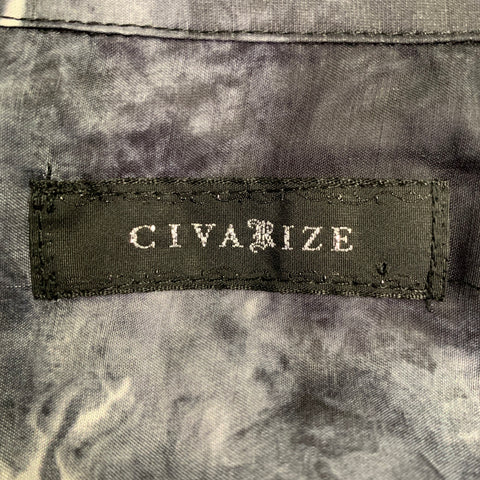 CIVARIZE Size S Grey Charcoal Marbled Polyester Button Up Short Sleeve Shirt