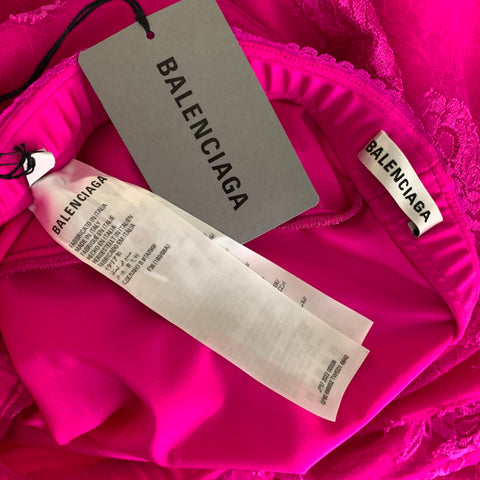BALENCIAGA Size S Pink Polyamide  Elastane Lace High Collar Set