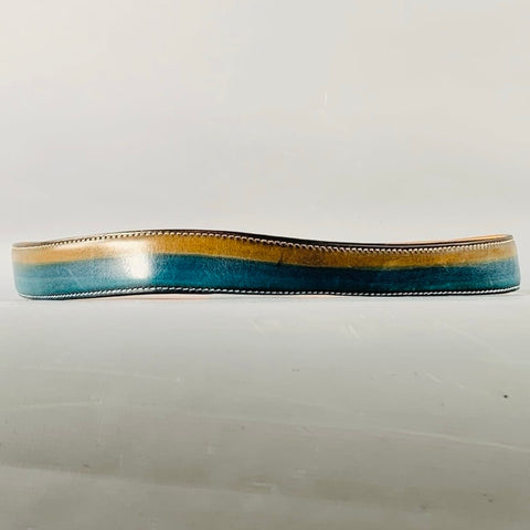 BETTANIN & VENTURI Size 34 Teal Taupe Dip Dyed Leather Belt