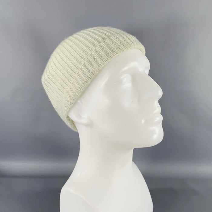 JIL SANDER Green Mint Ribbed Cashmere Knit Beanie Hat
