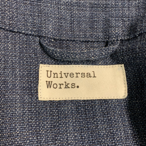 UNIVERSAL WORKS Size L Indigo Cotton Linen Collarless Jacket