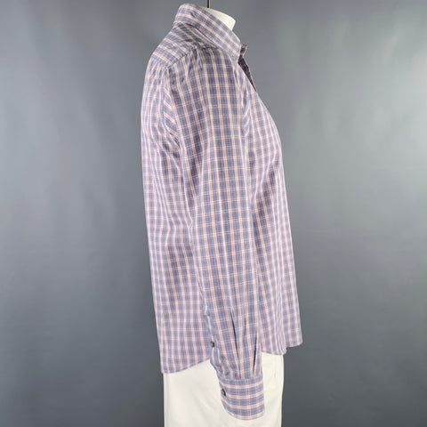 ZEGNA SPORT Size L Blue Red Plaid Button Down Long Sleeve Shirt