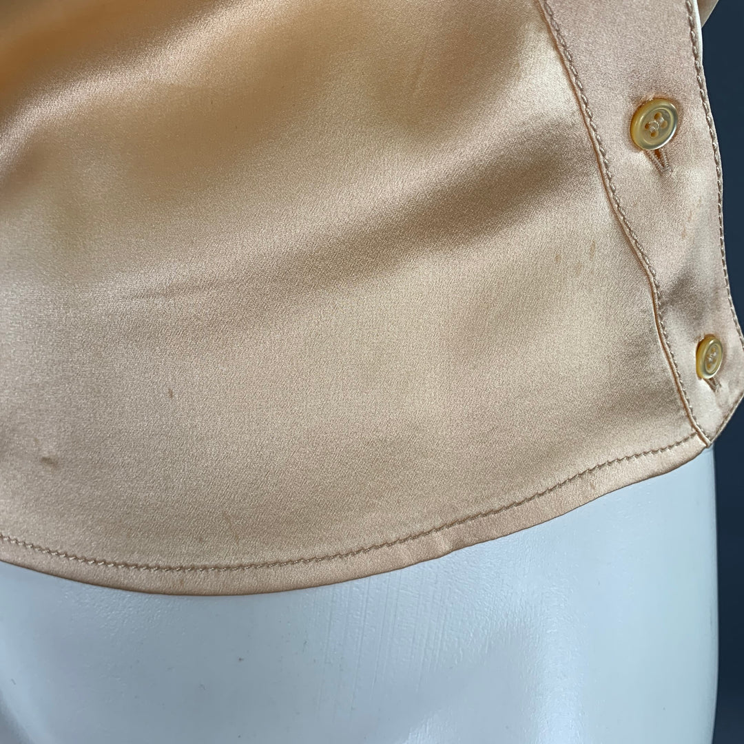 PRADA Size 4 Orange Silk Short Sleeve Blouse