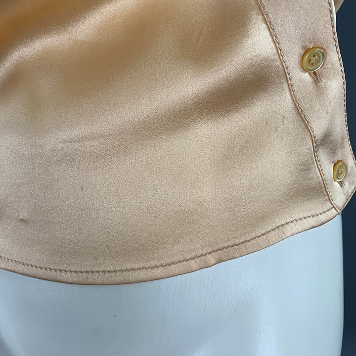 PRADA Size 4 Orange Silk Short Sleeve Blouse