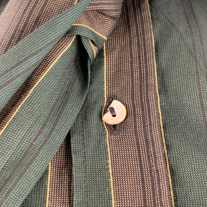 JEAN PAUL GAULTIER Size L Green Brown Stripe Sleeveless One Pocket Tie Suit