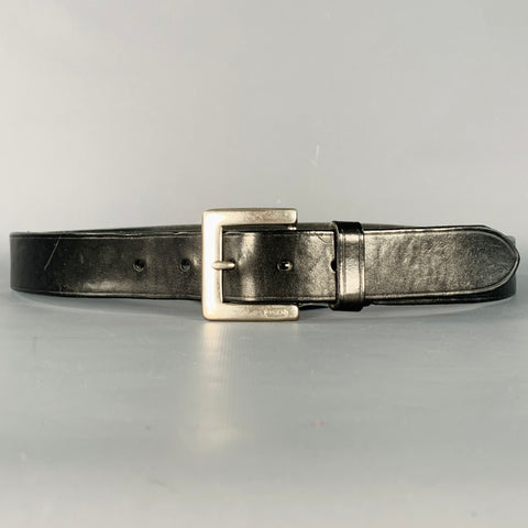 COACH Size M Black Silver Leather Belt