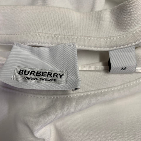 BURBERRY Size M White Brown Baby Deer Print Cotton Crew Neck T-shirt