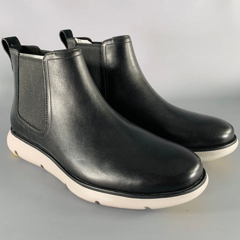 COLE HAAN Size 9 Black Grey Waterproof Leather Ankle Boots