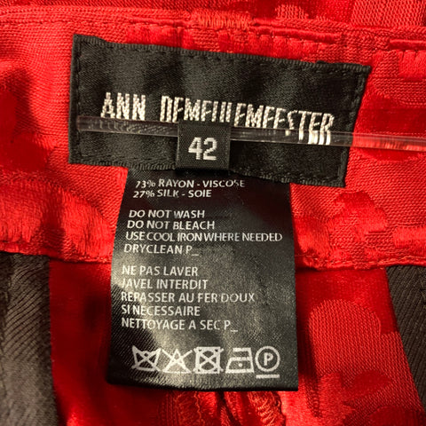ANN DEMEULEMEESTER Taille 34 Pantalon large en rayonne de soie rouge à motif floral