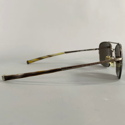JOHN VARVATOS Silver Gunmetal Metal Aviator Sunglasses
