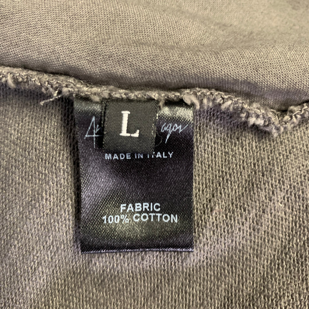ANDREA YA'AQOV Size L Gray Dyed Cotton Hoodie Jacket
