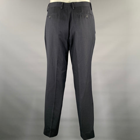 BURBERRY Size 40 Navy Heather Wool Two Button Suit