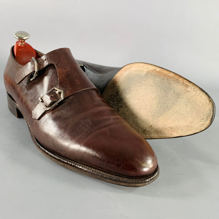 JOHN LOBB Size 10.5 Brown Leather Double Monk Strap Loafers